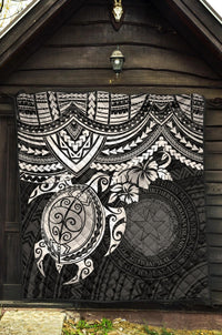 Northern Mariana Islands Polynesian Premium Quilt - Northern Mariana Islands Seal & White Turtle Hibiscus - Polynesian Pride