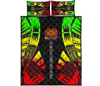 Papua New Guinea Quilt Bed Set - Papua New Guinea Coat Of Arms & Polynesian Reggae Tattoo Style Art - Polynesian Pride