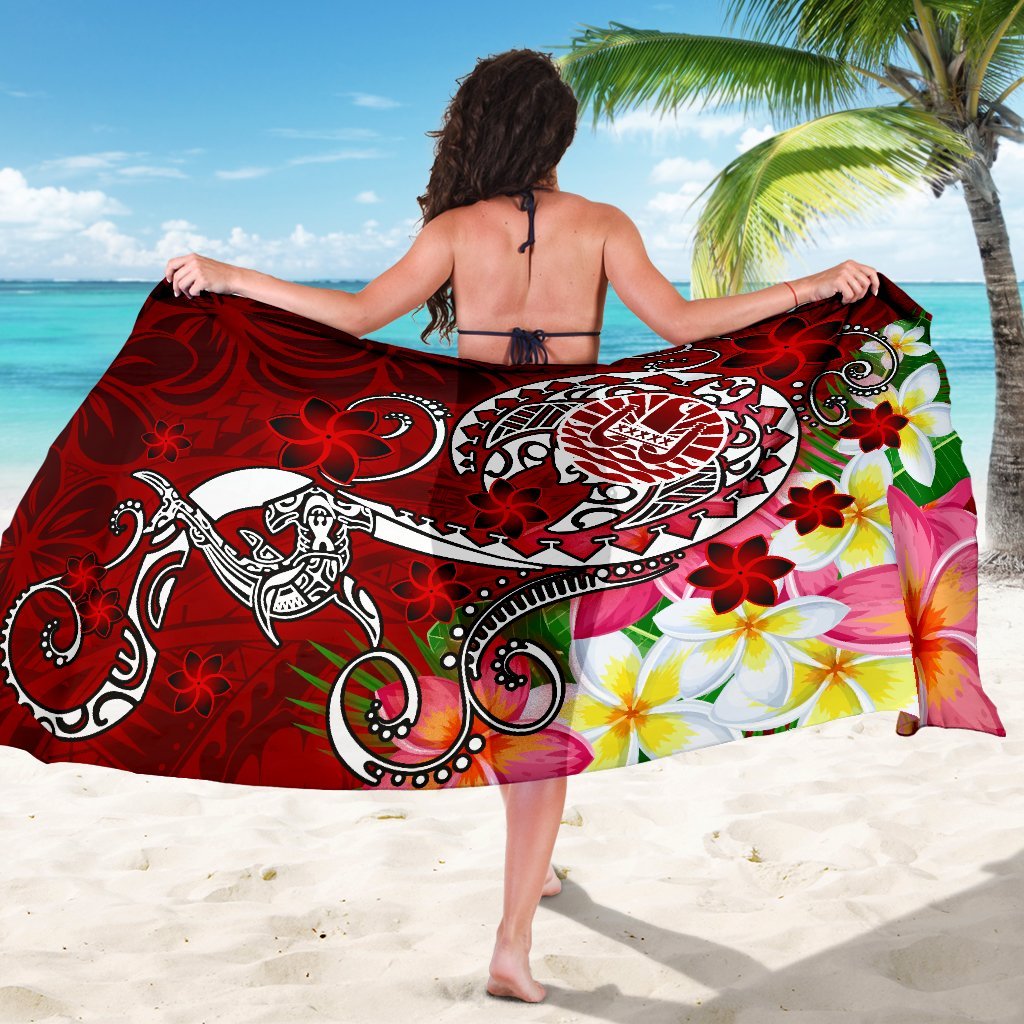 Tahiti Sarong - Turtle Plumeria (Red) - Polynesian Pride