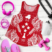 Kosrae Polynesian Women Tank Top Map Red White - Polynesian Pride