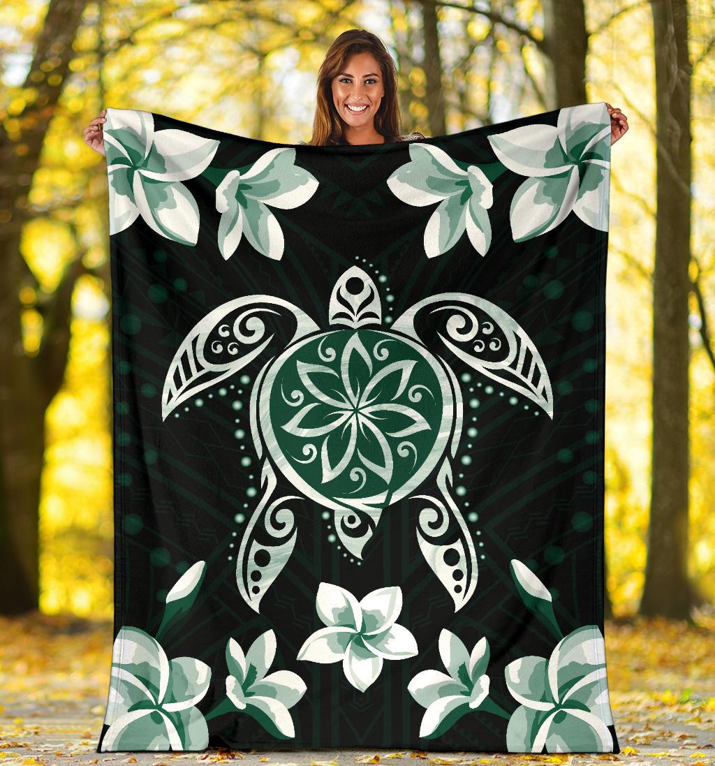 Hawaiian Greenie Turtle Plumeria Blanket - Polynesian Pride