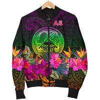 American Samoa Men's Bomber Jacket - Summer Hibiscus - Polynesian Pride