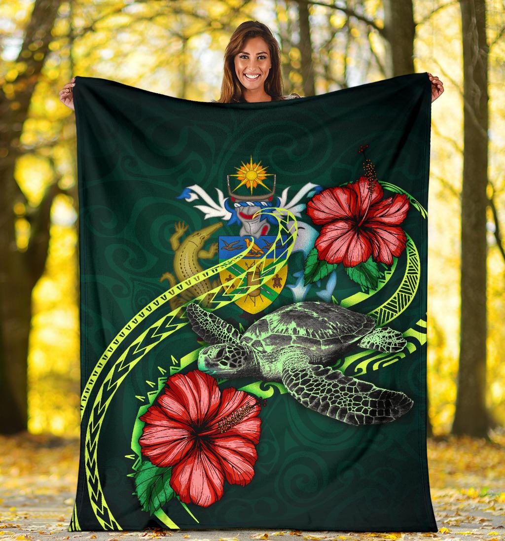 Solomon Islands Polynesian Premium Blanket - Green Turtle Hibiscus - Polynesian Pride