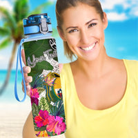 Nauru Custom Personalised Hydro Tracking Bottle White - Turtle Plumeria Banana Leaf Crest - Polynesian Pride