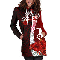 Yap Polynesian Hoodie Dress - Coat Of Arm With Hibiscus - Polynesian Pride