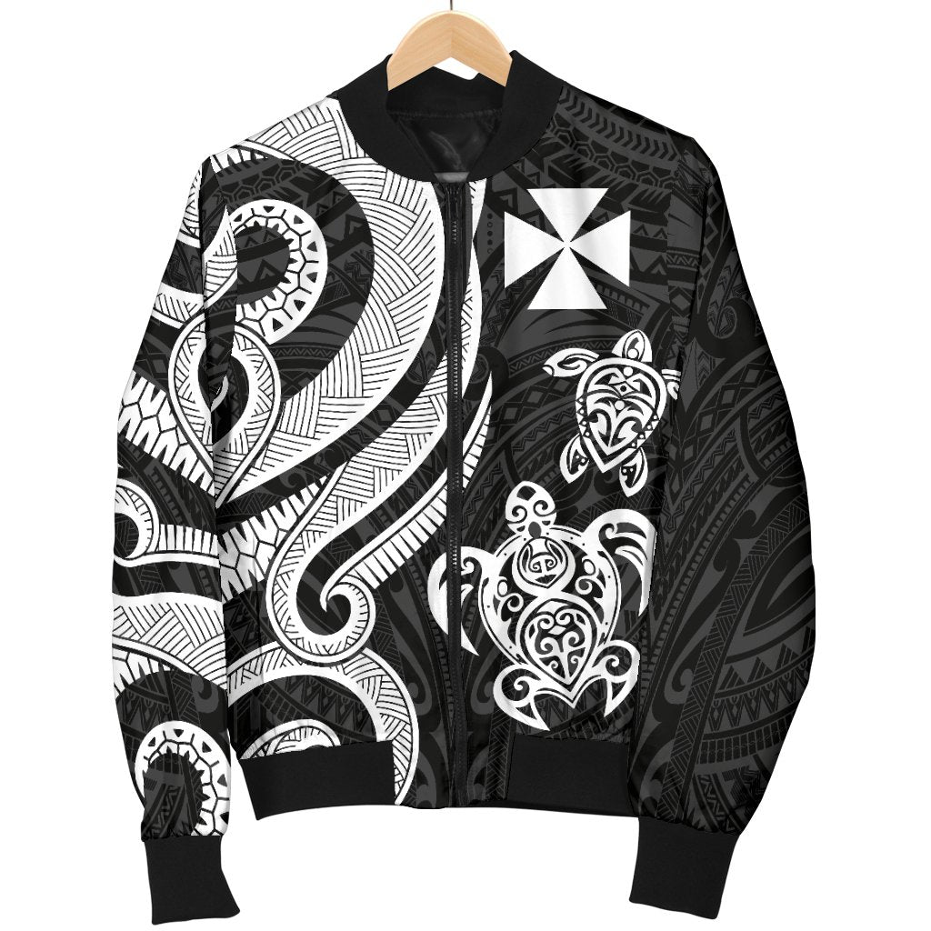 Wallis and Futuna Men's Bomber Jacket - White Tentacle Turtle - Polynesian Pride
