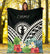 CNMI Premium Blanket - CNMI Coat of Arms & Polynesian Tropical Flowers White - Polynesian Pride