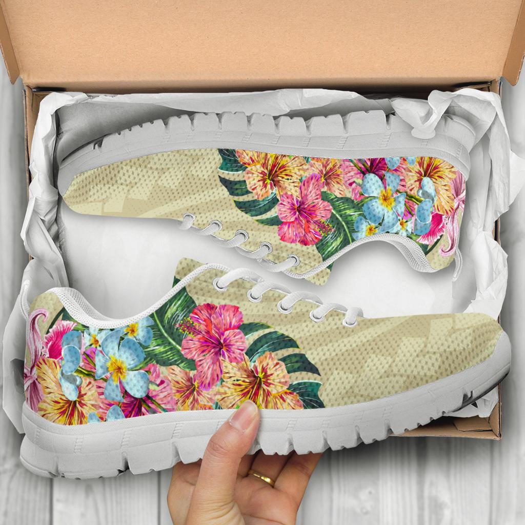Hawaii Polynesian Flowers Swimming Turtles Sneakers - Polynesian Pride