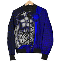Federated States of Micronesia Men's Bomber Jackets Blue - Turtle With Hook - Polynesian Pride