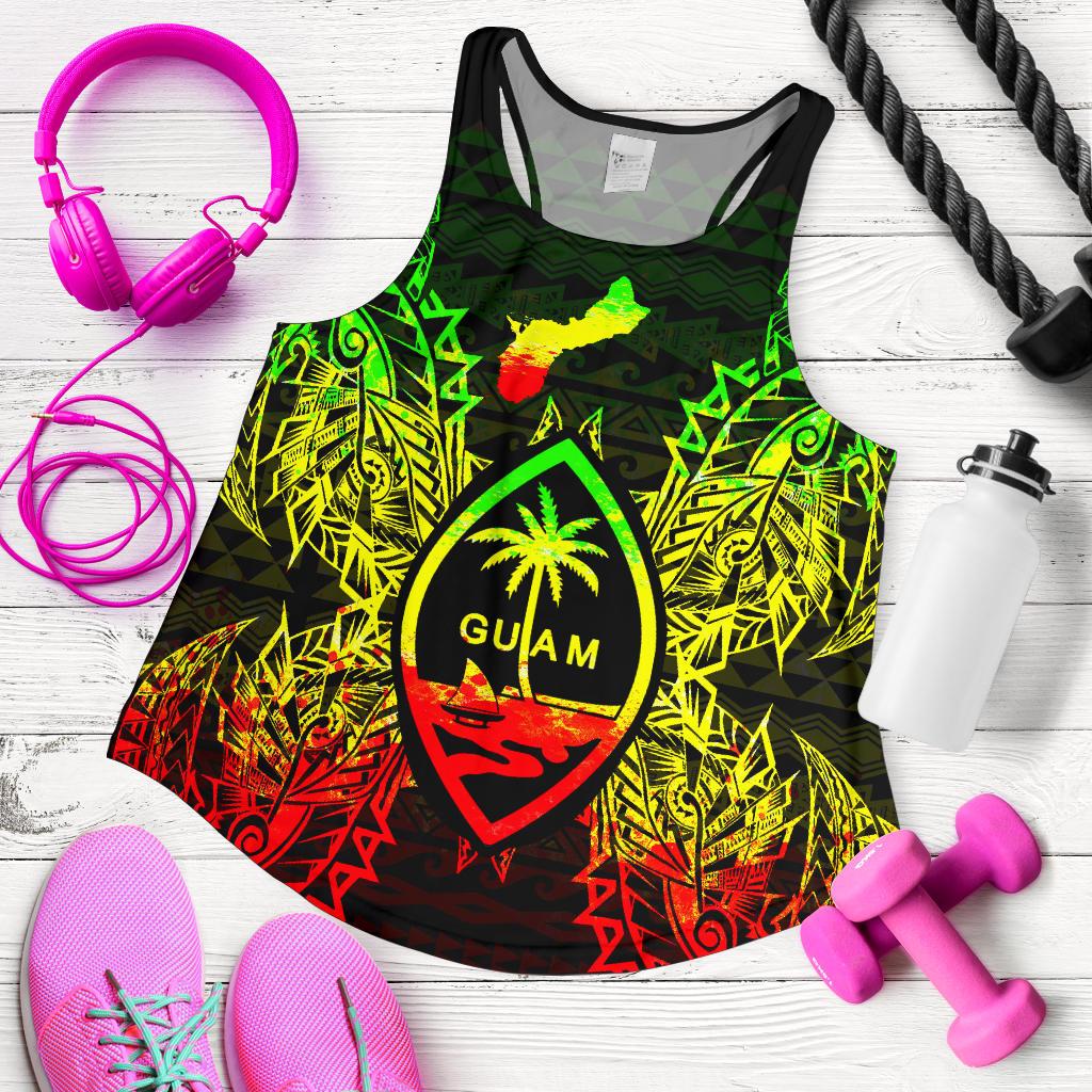 Guam Polynesian Women Tank Top Map Reggae - Polynesian Pride