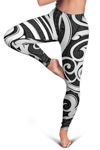Polynesian Maori Ethnic Ornament Gray Hawaii Women's Leggings AH - Polynesian Pride
