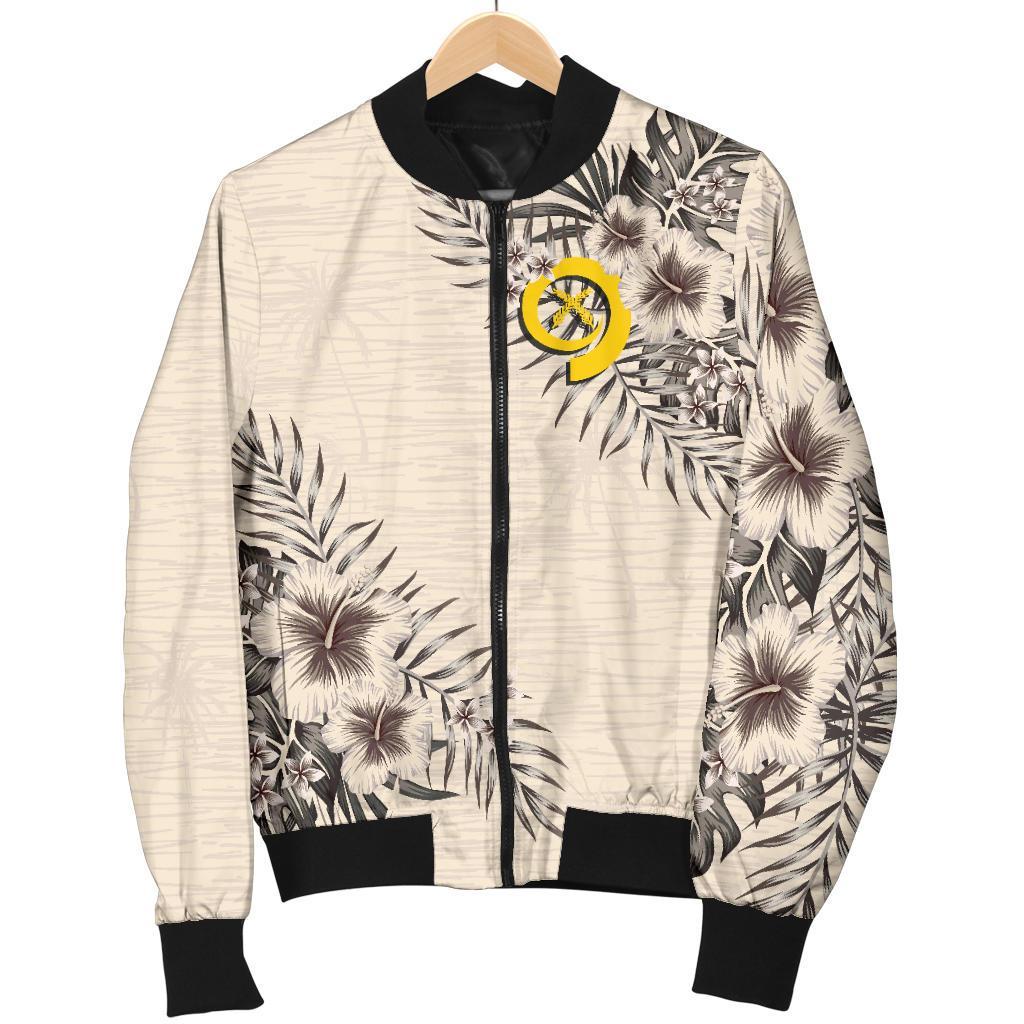 Vanuatu Men's Bomber Jacket - The Beige Hibiscus - Polynesian Pride