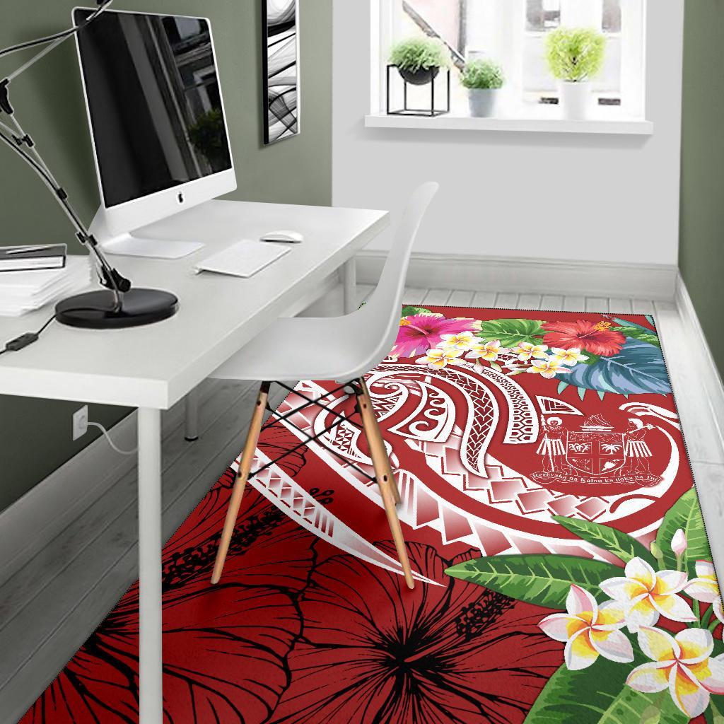 Fiji Polynesian Area Rug - Summer Plumeria (Red) - Polynesian Pride