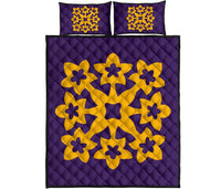 Hawaiian Quilt Bed Set Royal Pattern - Purple And Gold - A1 Style Art - Polynesian Pride