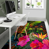Fiji Polynesian Personalised Area Rug - Hibiscus and Banana Leaves - Polynesian Pride