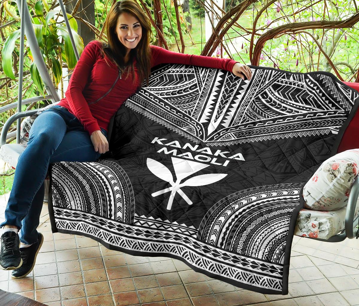 Hawaii Premium Quilt - Kanaka Maoli Polynesian Chief Black Version - Polynesian Pride