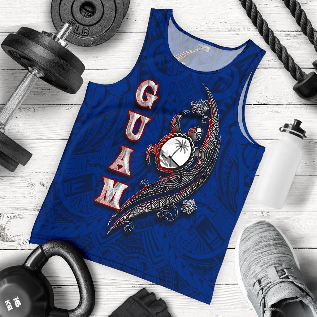 Guam Men's Tank Top - Turtle Waving Blue - Polynesian Pride
