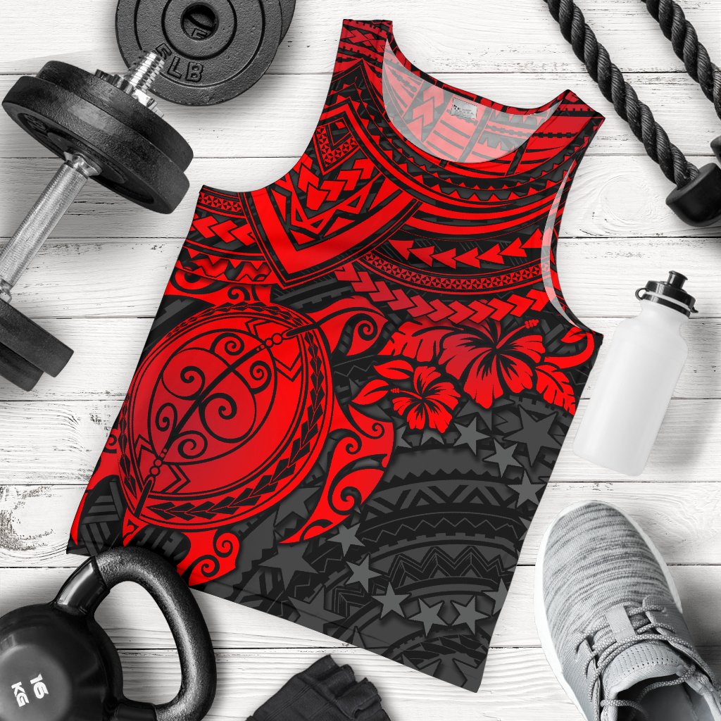 Cook Islands Polynesian Tank Top (Men) - Red Turtle Red - Polynesian Pride