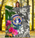 Northern Mariana Islands Premium Blanket White - Turtle Plumeria Banana Leaf - Polynesian Pride