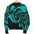 New Zealand Maori Mangopare Women Bomber Jacket Polynesian - Turquoise - Polynesian Pride