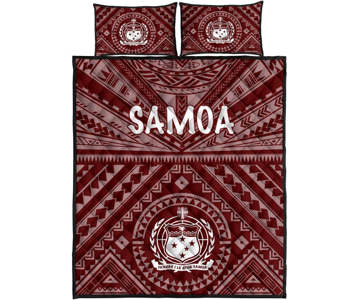 Samoa Quilt Bed Set - Samoa Seal In Polynesian Tattoo Style (Red) - Polynesian Pride