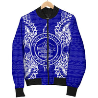 Palau Polynesian Men's Bomber Jacket Map Blue - Polynesian Pride