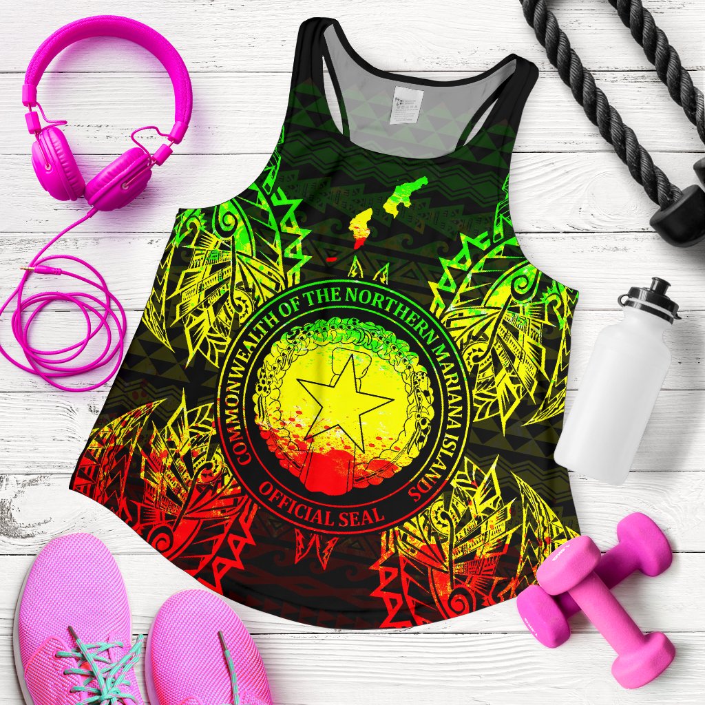 Northern Mariana Islands Polynesian Women Tank Top Map Reggae - Polynesian Pride