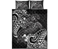 Chuuk Quilt Bed Set - White Shark Polynesian Tattoo - Polynesian Pride