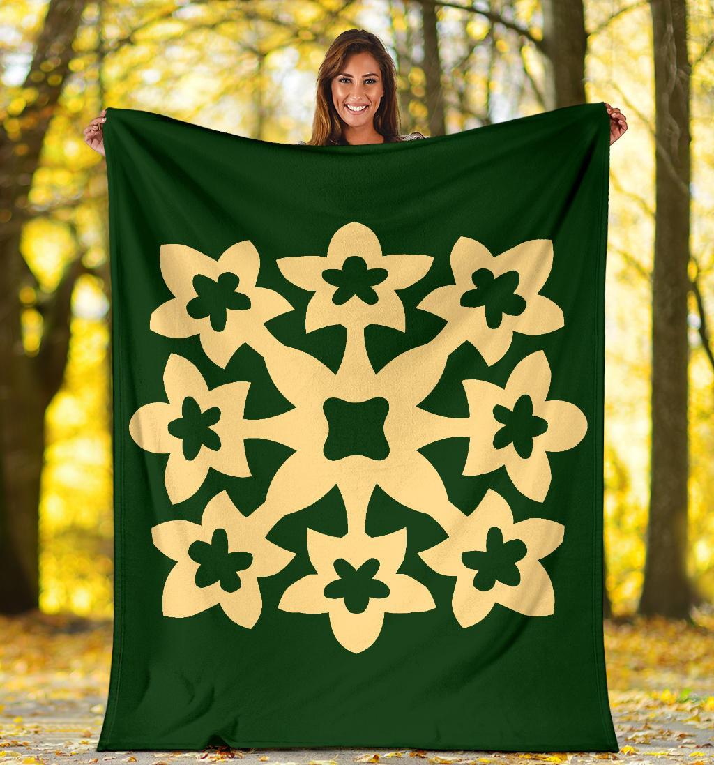 Hawaiian Premium Blanket Royal Pattern - Green - A1 Style - Polynesian Pride