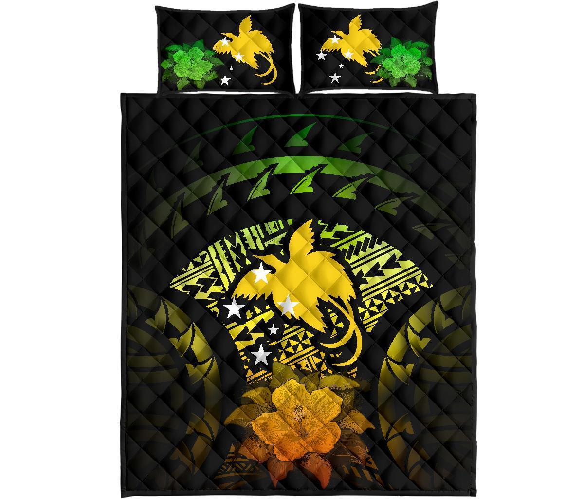 Papua New Guinea Polynesian Quilt Bed Set Hibiscus Reggae - Polynesian Pride