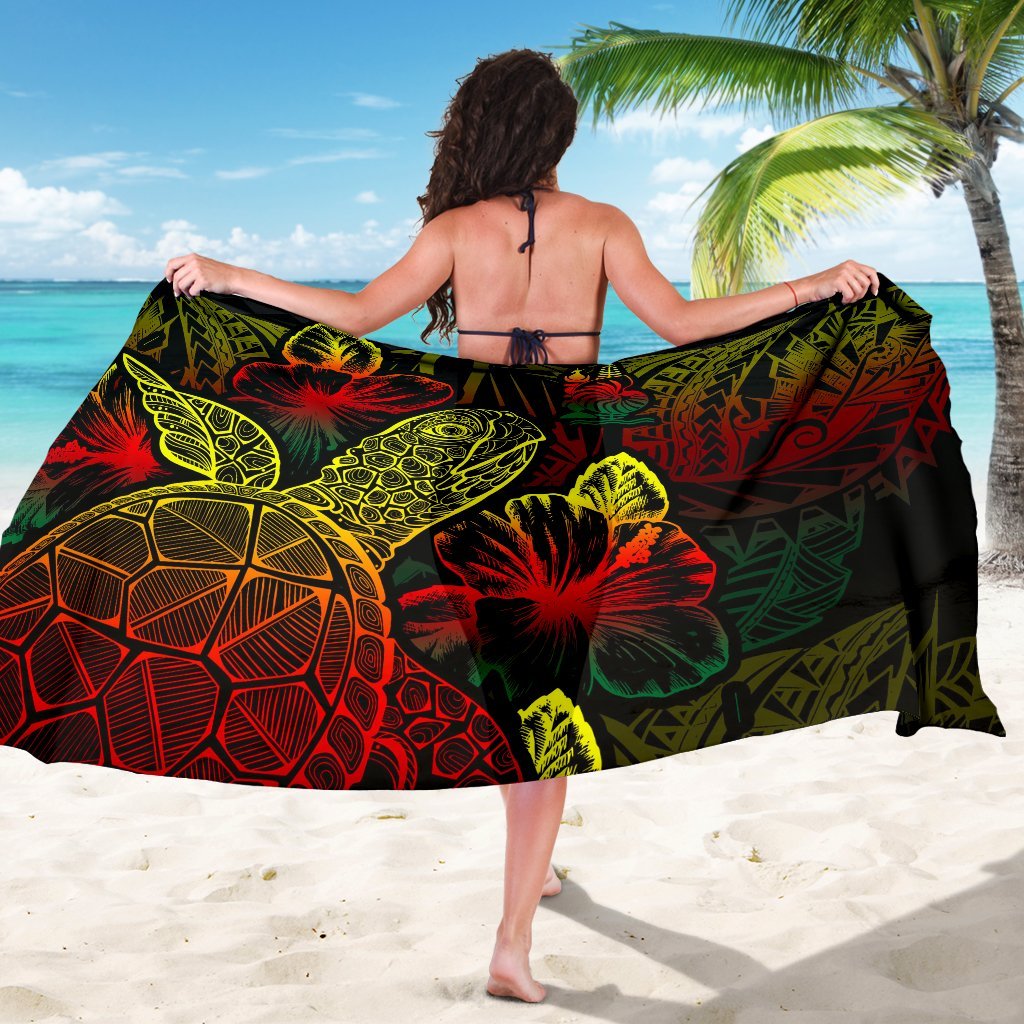 New Caledonia Sarong - Turtle Hibiscus Pattern Reggae - Polynesian Pride