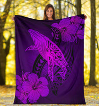 Hawaii Whale Swim Poly Purple Premium Blanket - Polynesian Pride