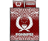 Pohnpei Quilt Bed Set - Pohnpei Flag Red Fog Style Red - Polynesian Pride