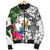 Niue Custom Personalised Men's Bomber Jacket White - Turtle Plumeria Banana Leaf - Polynesian Pride