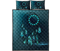 Cook Islands Polynesian Quilt Bed Set Dreamcatcher Blue - Polynesian Pride