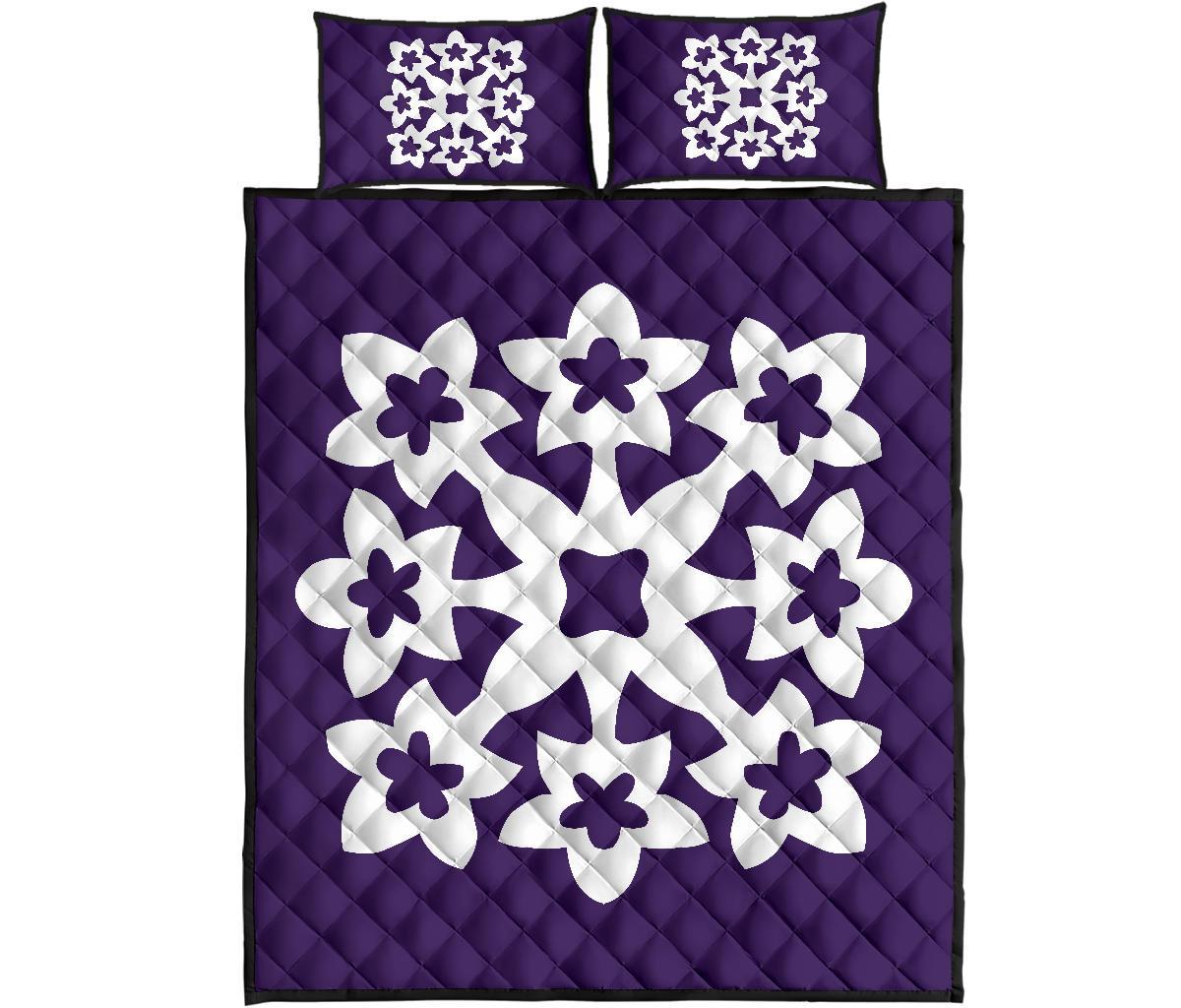 Hawaiian Quilt Bed Set Royal Pattern - Purple - A1 Style Art - Polynesian Pride