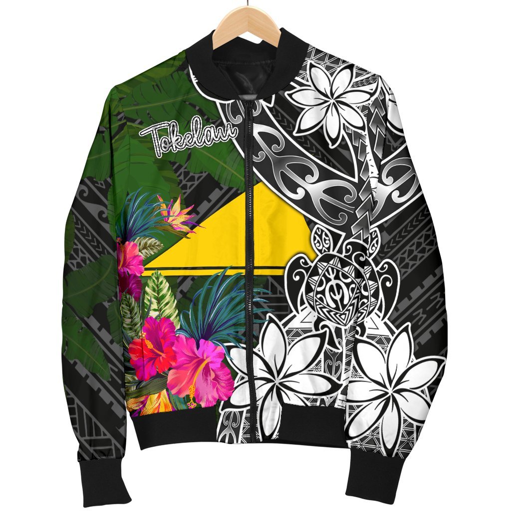 Tokelau Men Bomber Jacket - Turtle Plumeria Banana Leaf - Polynesian Pride