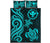 Hawaii Polynesian Quilt Bed Set - Turquoise Kanaka Maoli Tentacle Turtle - Polynesian Pride