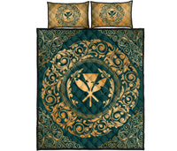 Hawaii Vintage Tribal Map Kanaka Quilt Bed Set - AH - Green Green - Polynesian Pride