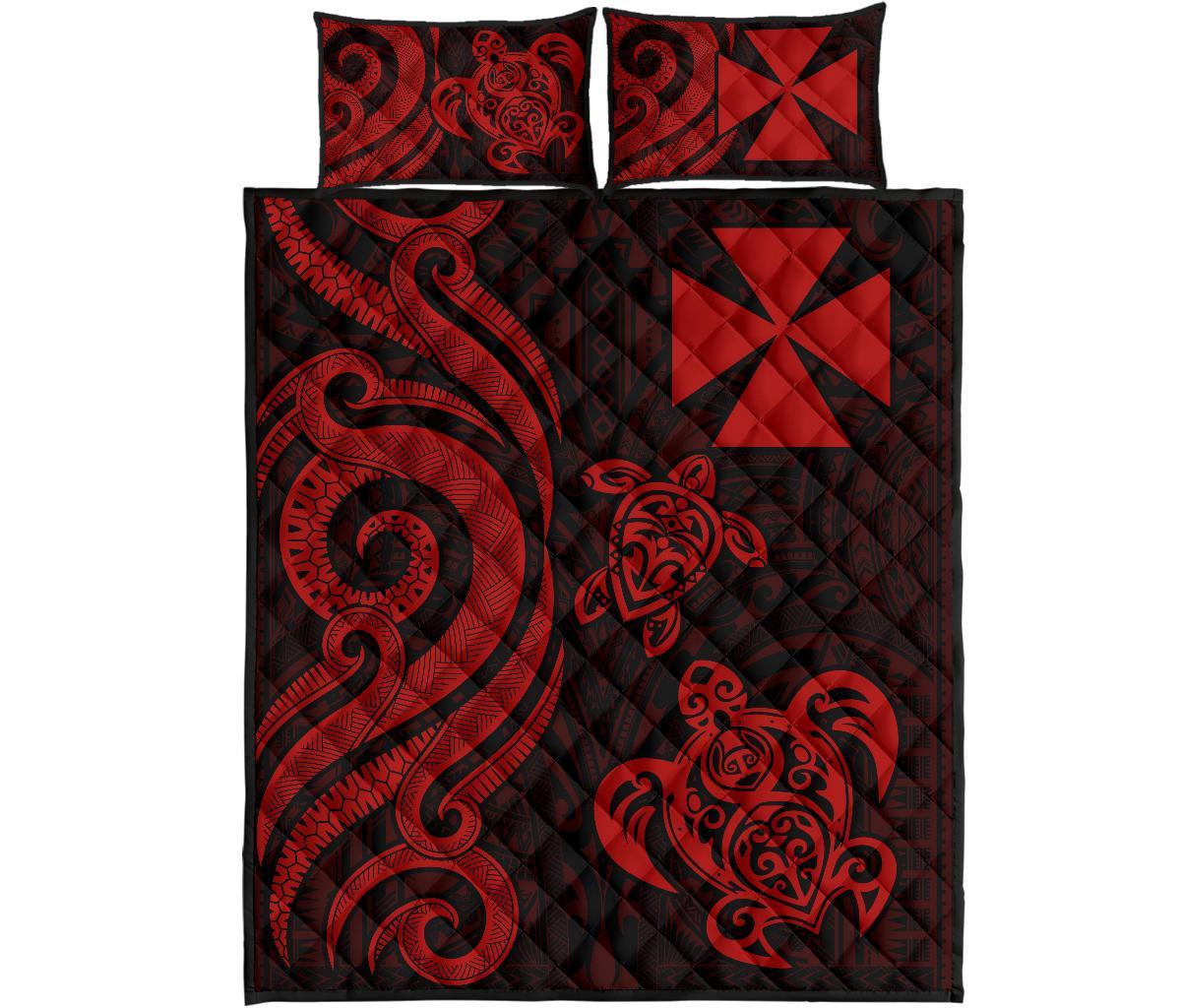 Wallis and Futuna Quilt Bed Set - Red Tentacle Turtle - Polynesian Pride