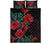 Hibiscus Red Flower Quilt Bed Set Black - Polynesian Pride