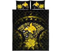 Papua New Guinea Polynesian Quilt Bed Set Hibiscus Yellow - Polynesian Pride