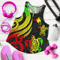 Papua New Guinea Women's Racerback Tank - Reggae Tentacle Turtle Art - Polynesian Pride