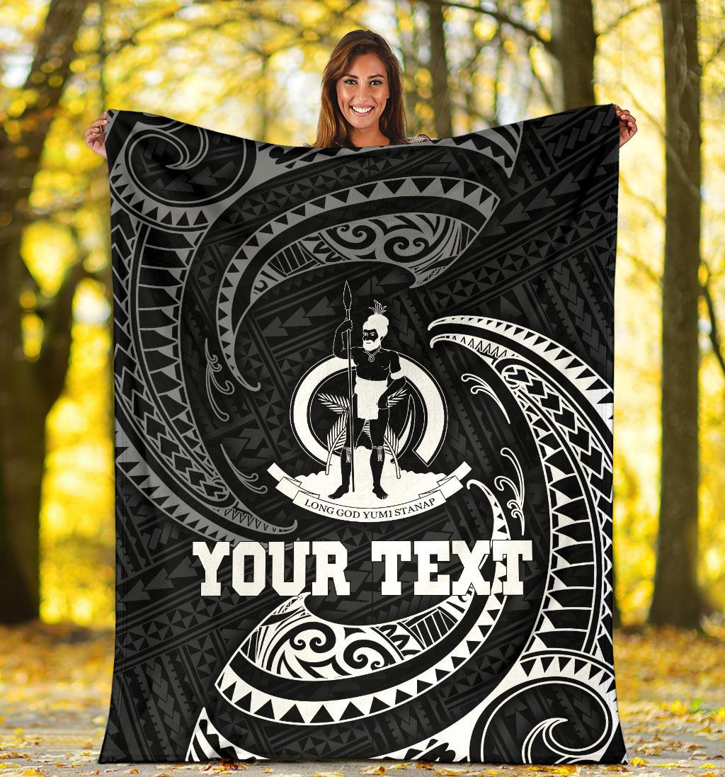 Vanuatu Polynesian Custom Personalised Premium Blanket - White Tribal Wave - Polynesian Pride