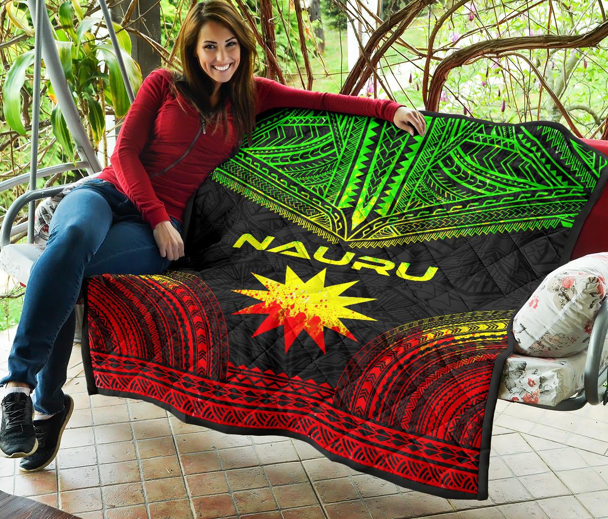 Nauru Premium Quilt - Nauru Flag Polynesian Chief Reggae Version - Polynesian Pride