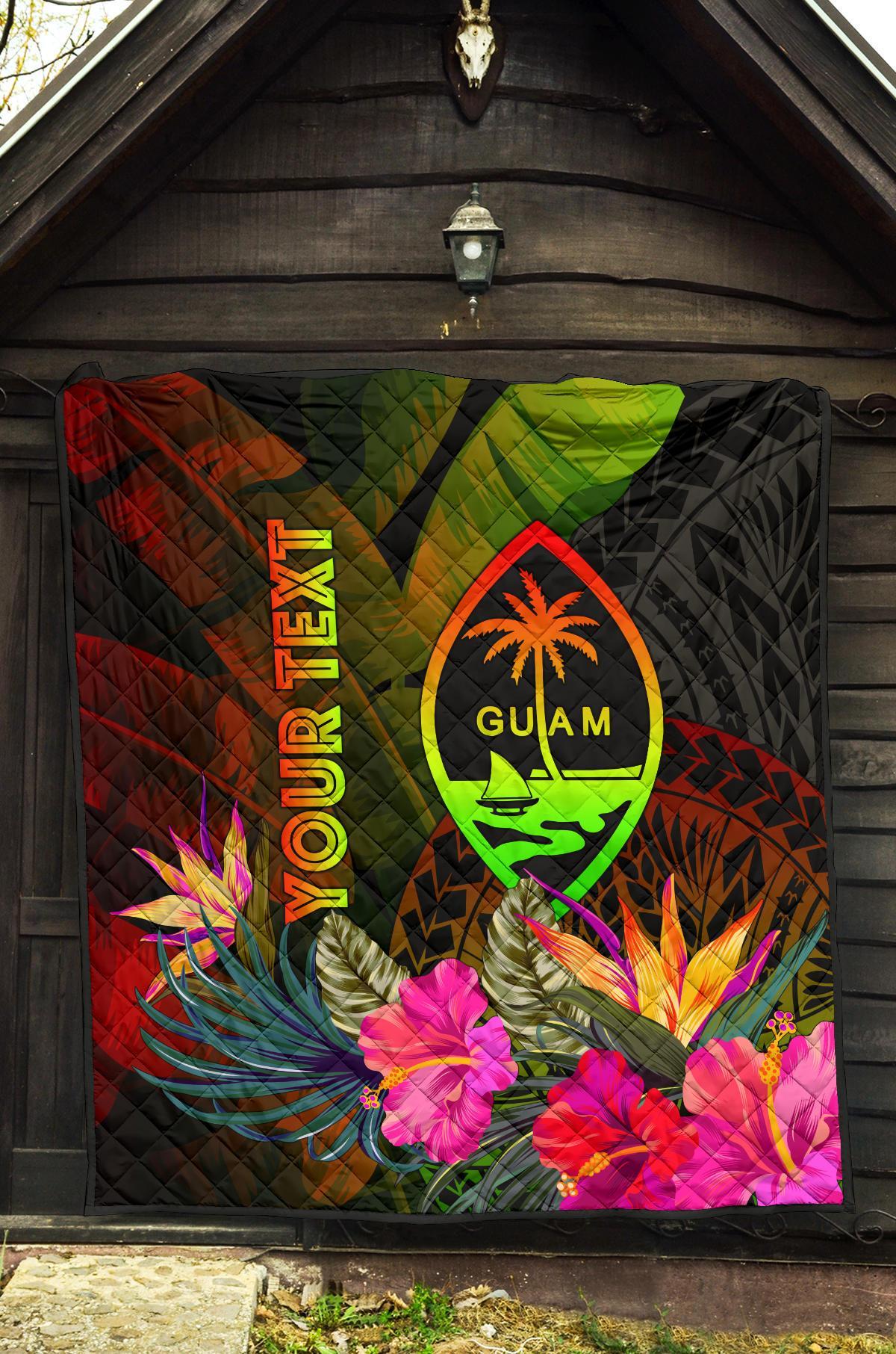 Guam Polynesian Personalised Premium Quilt - Hibiscus and Banana Leaves - Polynesian Pride