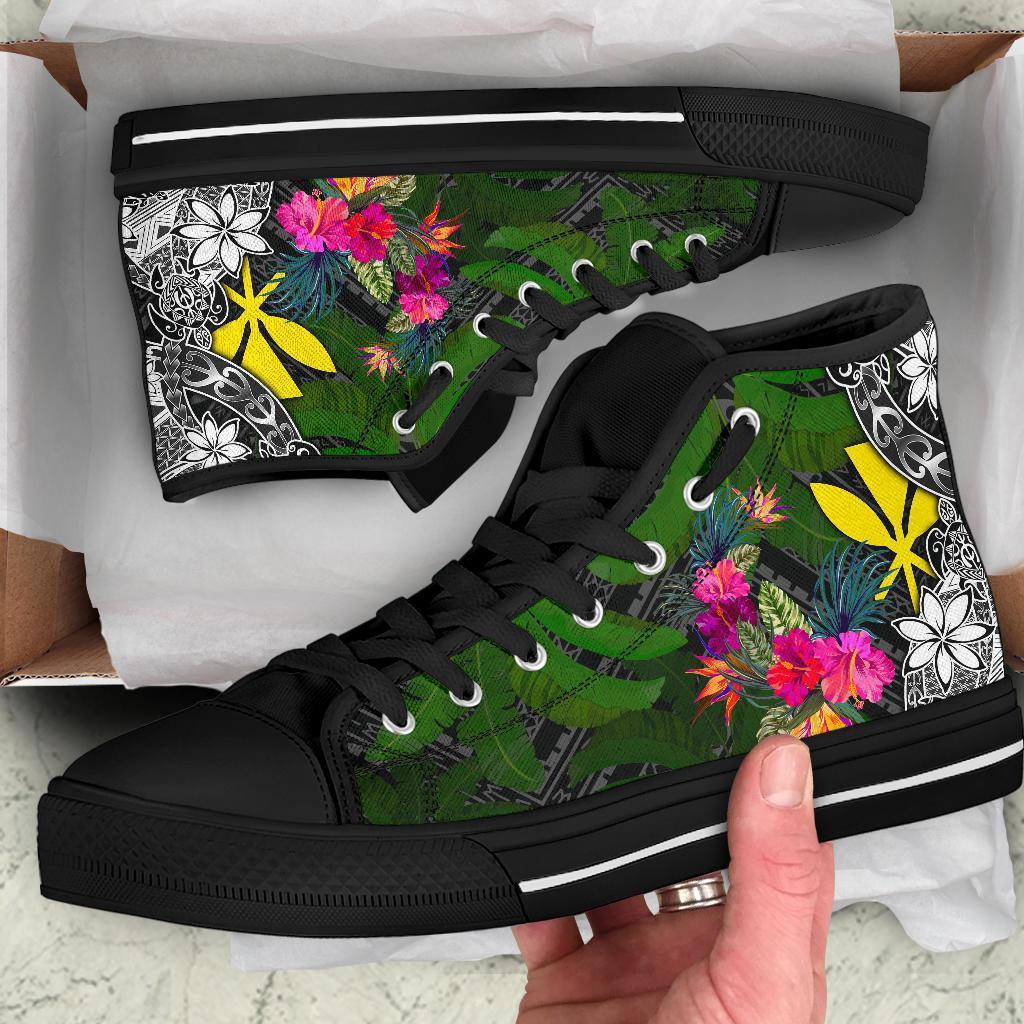 Hawaii High Top Shoes - Turtle Plumeria Banana Leaf - Polynesian Pride