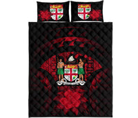 Fiji Polynesian Quilt Bed Set Hibiscus Red - Polynesian Pride