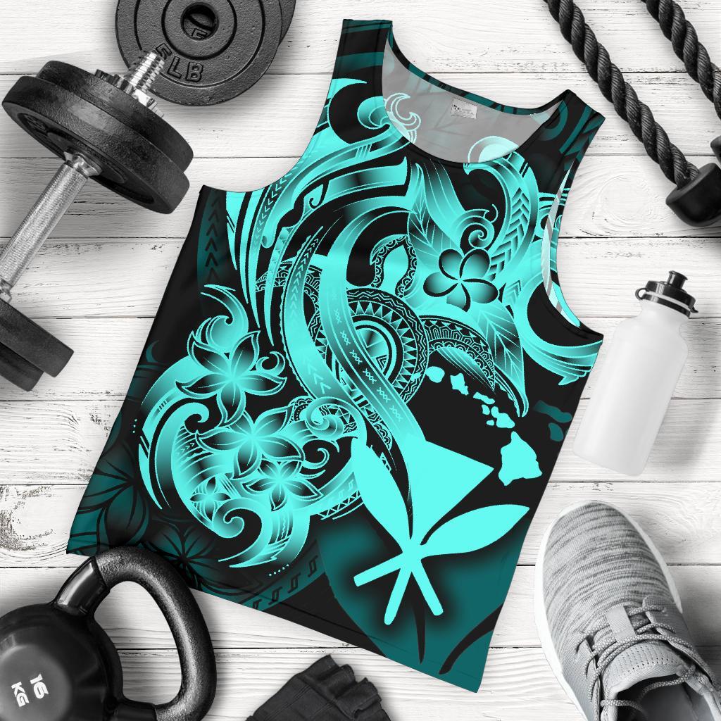 Polynesian Hawaii Men's Tank Top - Kanaka Maoli Blue Turtle Blue - Polynesian Pride