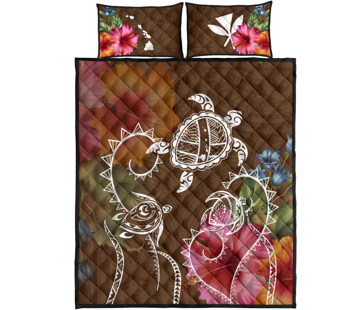 Hawaii Turtle Polynesian Quilt Bed Set - Herd Style Orange - Polynesian Pride